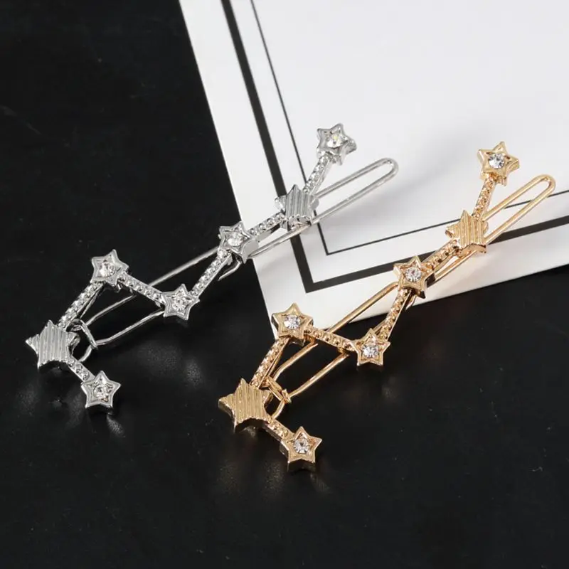 

Creative The Big Dipper Shaped One Word Bobby Pins Women Girls Side Bangs Hair Clips Metallic Glitter Rhinestone Elegant Hairpin