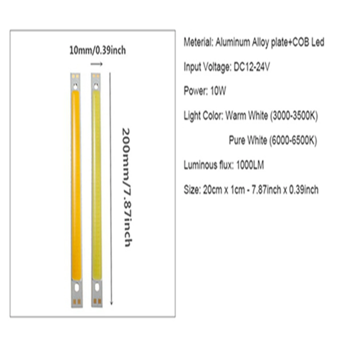 10 Вт сов монолитный блок светодиодов Светодиодные полосы Бар свет лампы светильник-прожектор заливающего света чистый белый теплый белый 1000LM для DIY освещения 200x10 мм DC12-24V