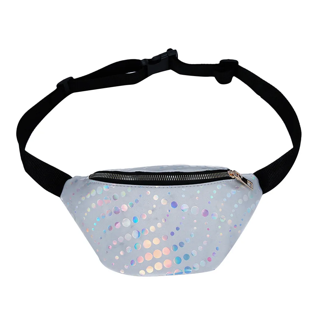 

Sleeper #501 2019NEW FASHION Women Outdoor Zipper Sequin Laser Messenger Bag Chest Bag Waist Bag solid belt hot Free Shipping