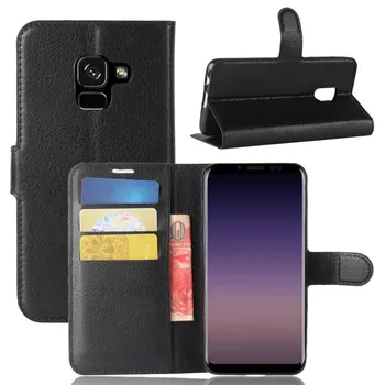 

100pcs/lot Lichi wallet PU Leather stand+TPU Cover Case with card slot For Samsung Galaxy A5 2018 A530F A530 A8 2018