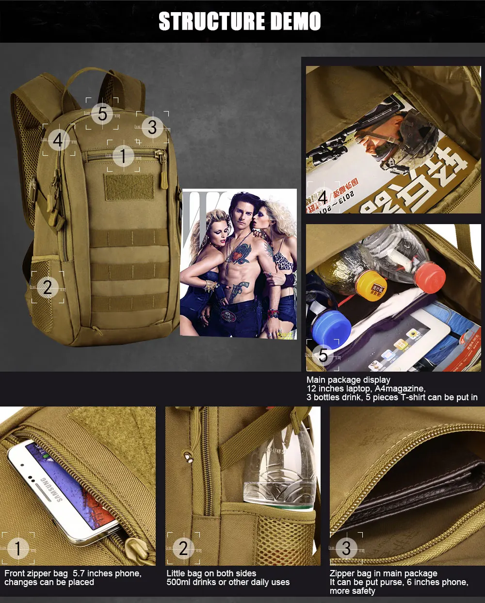 Тактический рюкзак военный рюкзак нейлоновый водонепроницаемый армейский рюкзак для спорта на открытом воздухе Кемпинг Туризм Рыбалка Охота 12л сумка