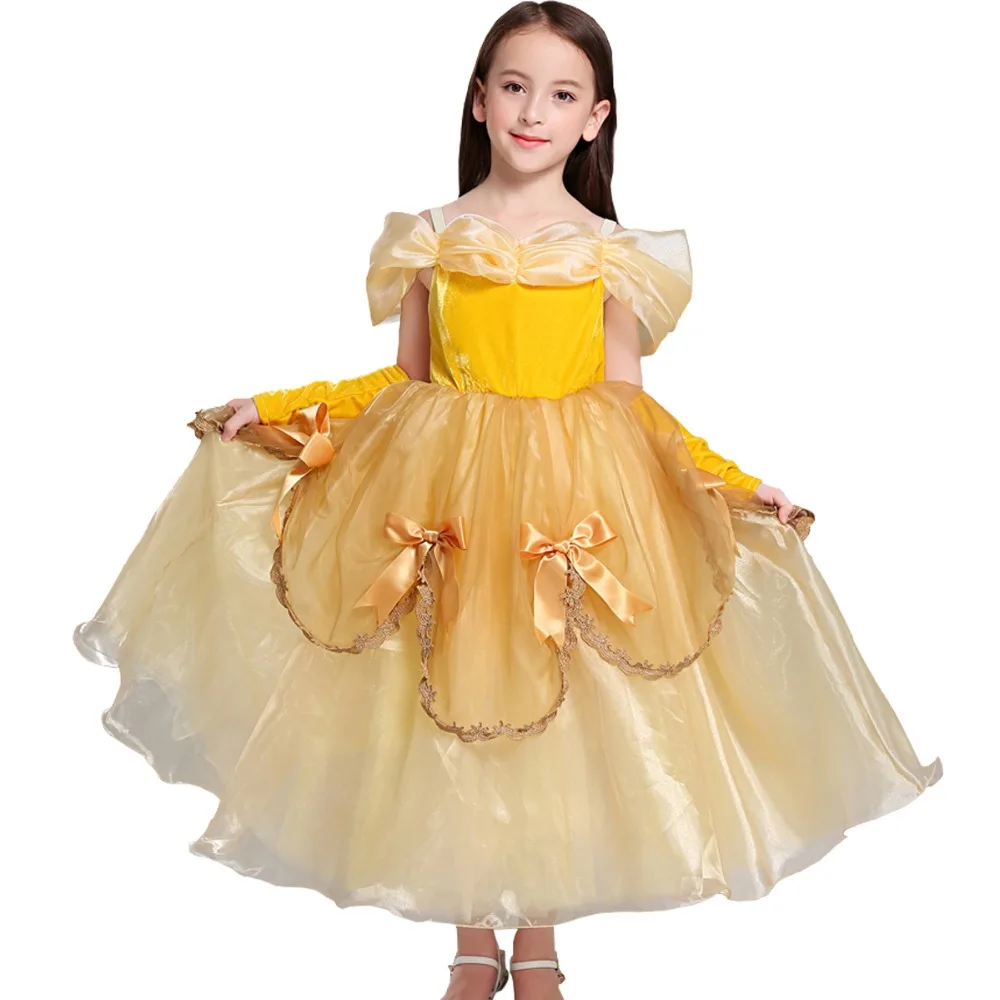 Belle Dress for Kids Costume Rapunzel Party Wedding Dress Costume Kids Girls Princess Dress Belle Sleeping Beauty Aurora Costume