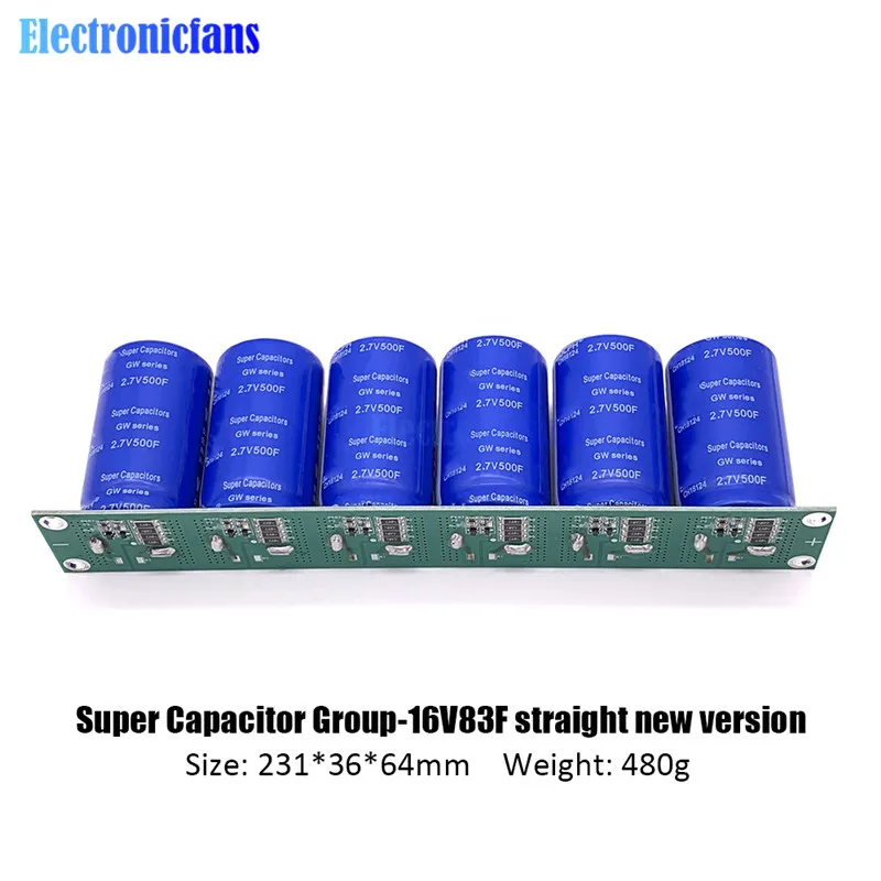 

Farad Capacitor 2.7V 500F 6 Pcs/Set Super Capacitance With Protection Board Automotive Capacitors 16V 83F Super Farad Capacitor