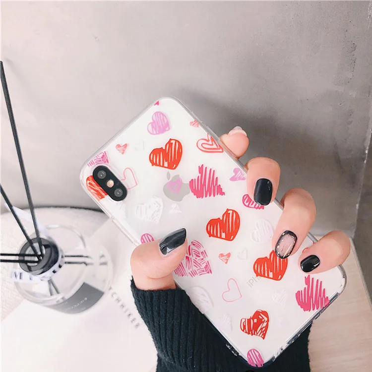 Чехол для iPhone X XS 7 6 6s 8 Plus XR MAX милый прозрачный силиконовый мягкий чехол из ТПУ с