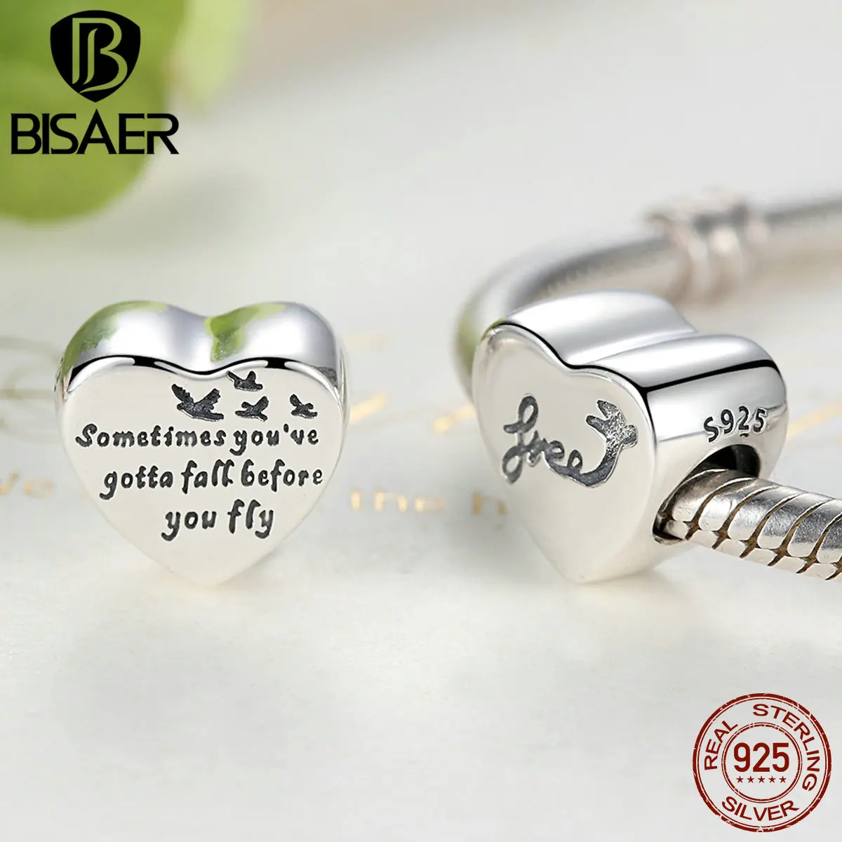 

Romantic 100% 925 Sterling Silver Heart Of Freedom Love Screw Charms Fit BISAER Bracelets Women Fashion Jewelry EDC031