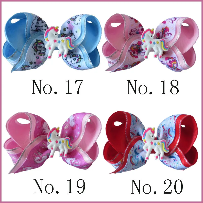20 BLESSING Girl " два тона ABC лук клип Единорог Пони Hairbow серебро Grosgrain
