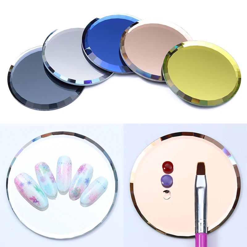

1Pc Mirror Nail Palette Glass False Nail Tips Display Board Color Practice Showing Shelf Nail Art Manicure Tools