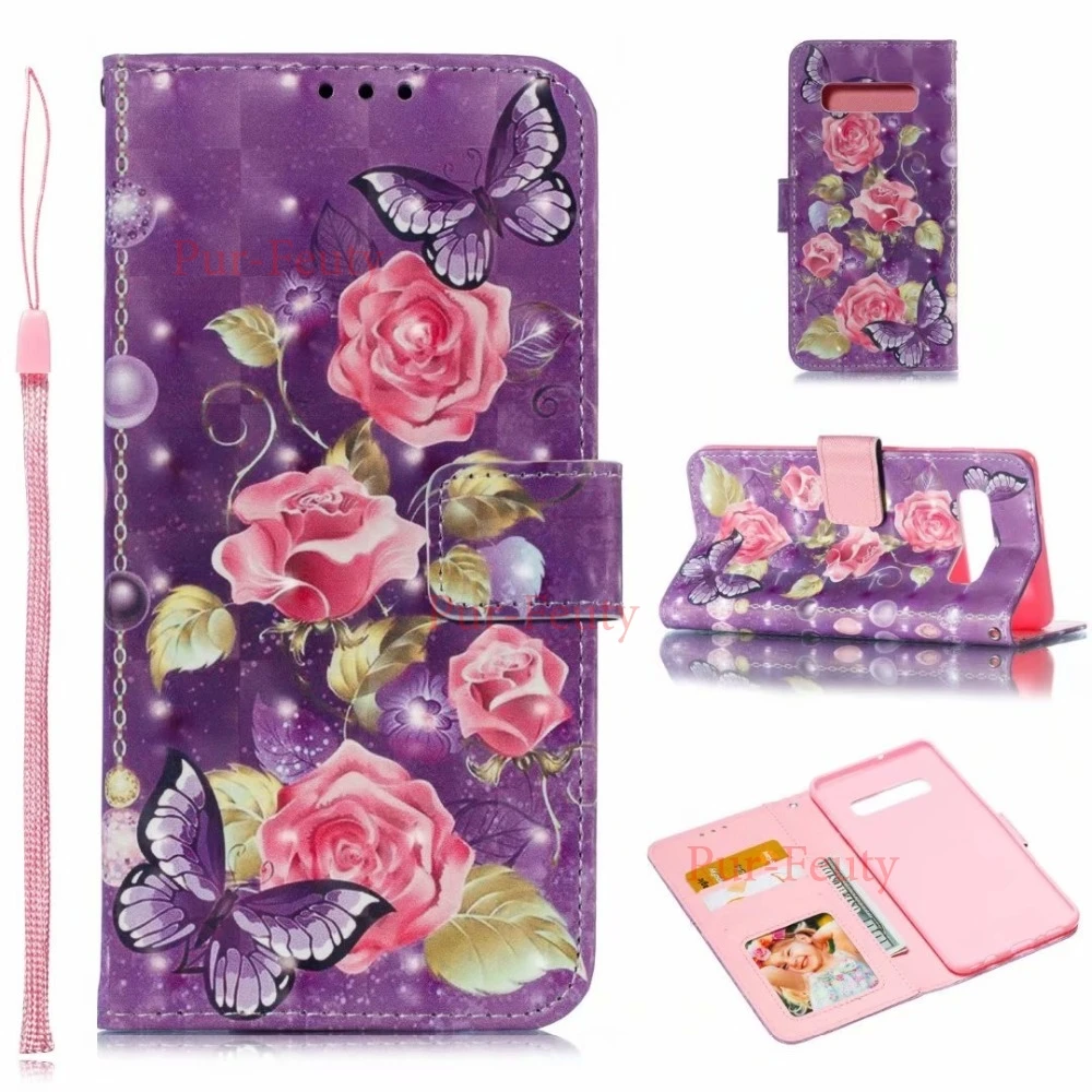 

Phone Case 3D Painting Stand Leather Cover For Samsung Galaxy S10 Plus S10+ Wallet Cover S10e Flip Case GalaxyS10 e S 10 Fundas