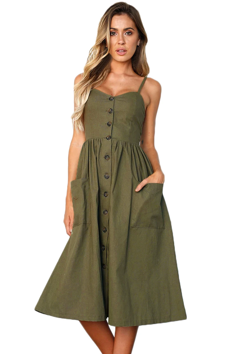 Olive-Button-Down-Fit-and-flare-Daily-Dress-LC610029-9-1