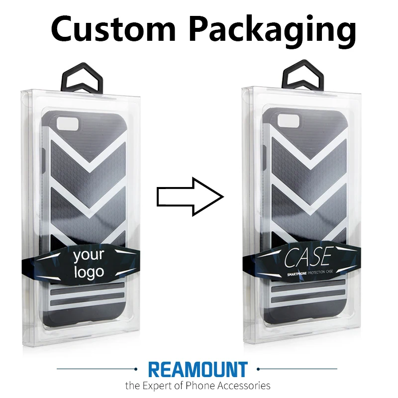 

50 pcs Colorful Hanger Customize Own LOGO Blank PVC Packaging Box for iphone 7 7plus Mobile Phone Case Cover with Inner Tray