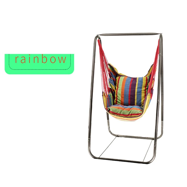 Fashion Hammock Home Balcony Indoor Garden Bedroom Hanging Chair For Child Adult Swinging Single Safety Chair with Bracket 150cm - Цвет: Rainbow