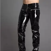 Размеры: 28-38! новая мужская одежда тонкие Модные узкие кожаные штаны Тонг молния плюс размер лакированные кожаные брюки мужские костюмы для бара