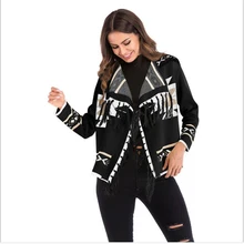 New 2019 Spring Women Geometric Pattern Fringed Shawl Turn-down Collar Coat Splices Tassel Open Stitch Long Sleeve Knit Cardigan New 2019 Spring Women Geometric Pattern Fringed Shawl Turn-down Collar Coat Splices Tassel Open Stitch Long Sleeve Knit Cardigan