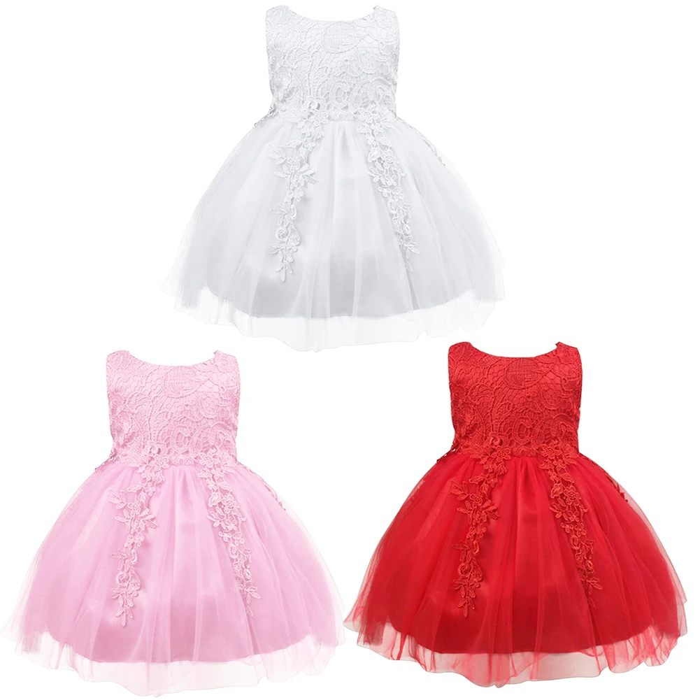 

Birthday Princess Party Formal Girls Dress Sleeveless Infant Lace Floral Children Elegant Dresses for Girl baby Girls Clothes