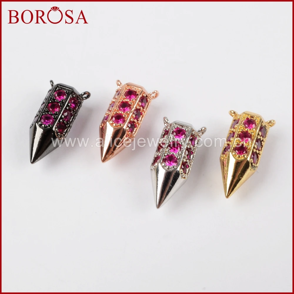 BOROSA Золотой/серебристый/черный/розовый медные золотистого цвета Pave Bullet CZ камень