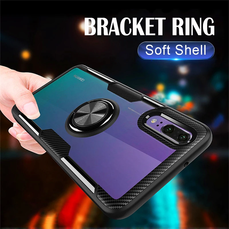 

Magnetic Ring Bracket Case On The For Huawei P20 Pro P20 Lite Shockproof Phone Cover For Honor 8X Max Silicone TPU Soft Case