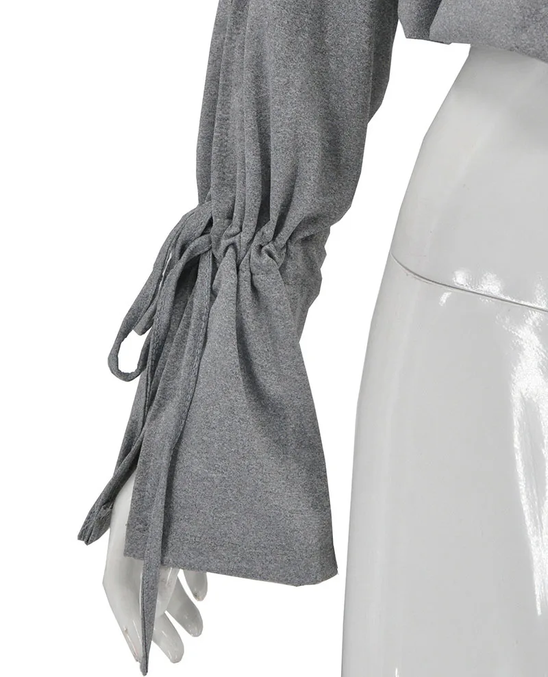 Short Sexy T-shirt Women Deep V Neck Full Sleeve Crop Top Trumpet long-sleeved solid loose T shirt Short Sexy T-shirt Women Deep V Neck Full Sleeve Crop Top Trumpet long-sleeved solid loose T shirt