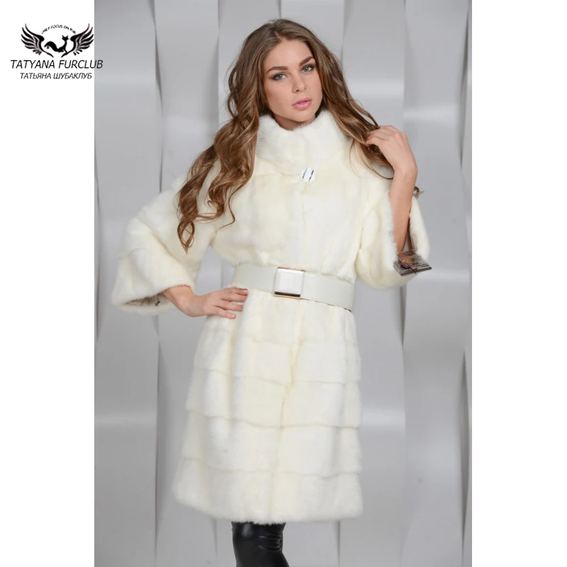 

2018 New Type Long Real Mink Fur Coat Women Stand Collar Slim Lady Warm Autumn Winter Thick Outwear Popular Seller Mink Fur Coat