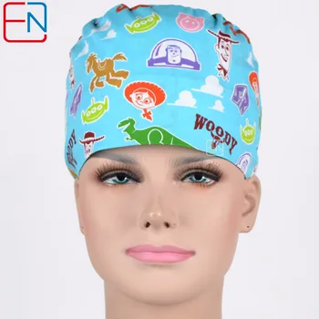 

Hennar Surgical Scrub Caps Tie Back With Elastic Bands Caps Masks For Dentis Hospital Medical Doctor Bright Colors Print Unisex