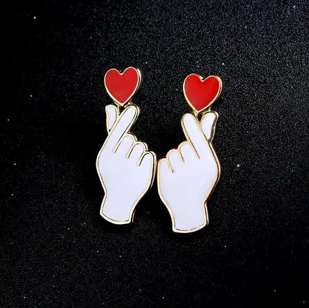 10 пара/лот модные ювелирные изделия Эмаль сердце серьги руки для женщин - Metal Color: B