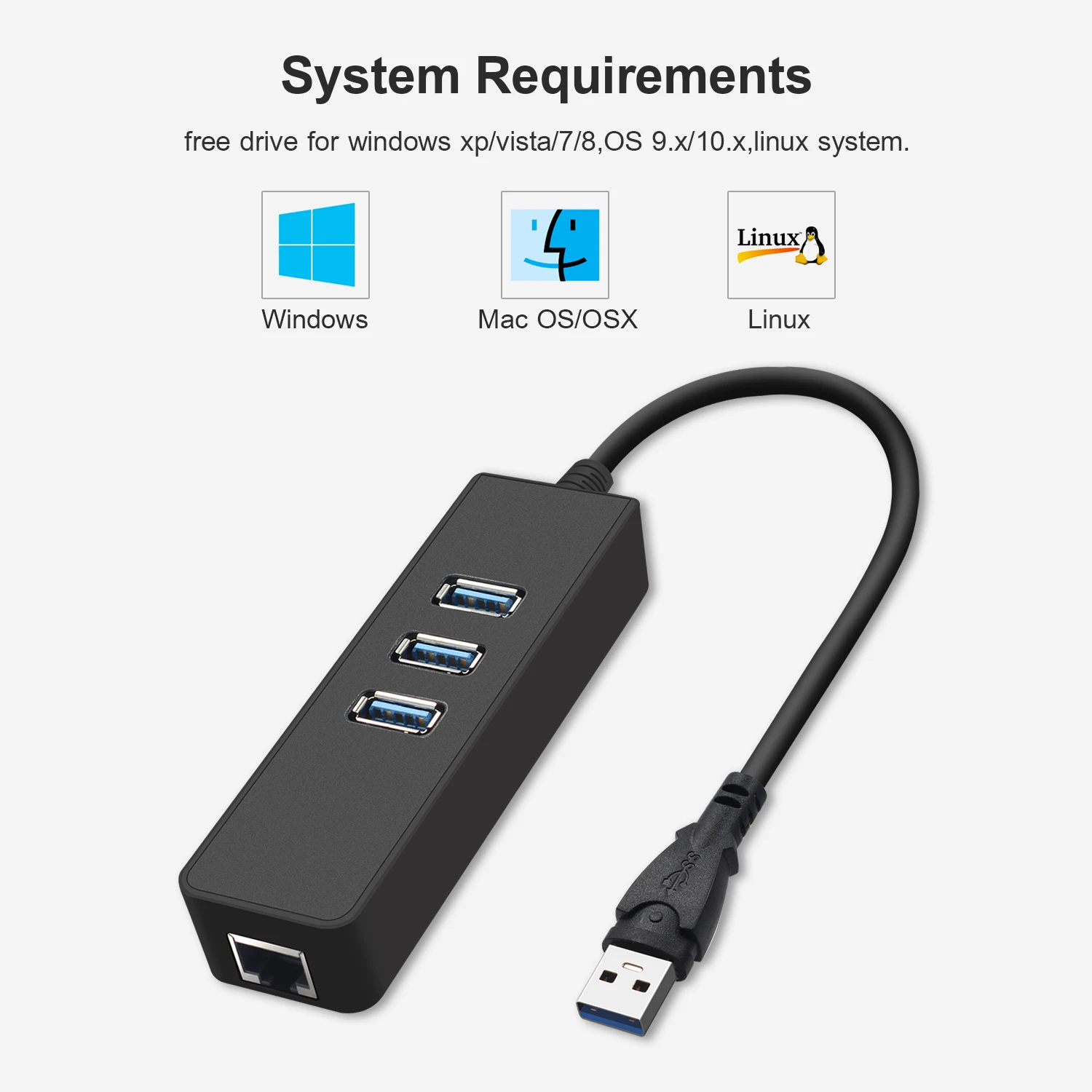 GOOJODOQ 3 Порты и разъёмы USB 3,0 концентратор 10/100/1000 Мбит/с Gigabit Ethernet адаптер USB к RJ45 Lan сетевая карта адаптер для Windows Mac ноутбука