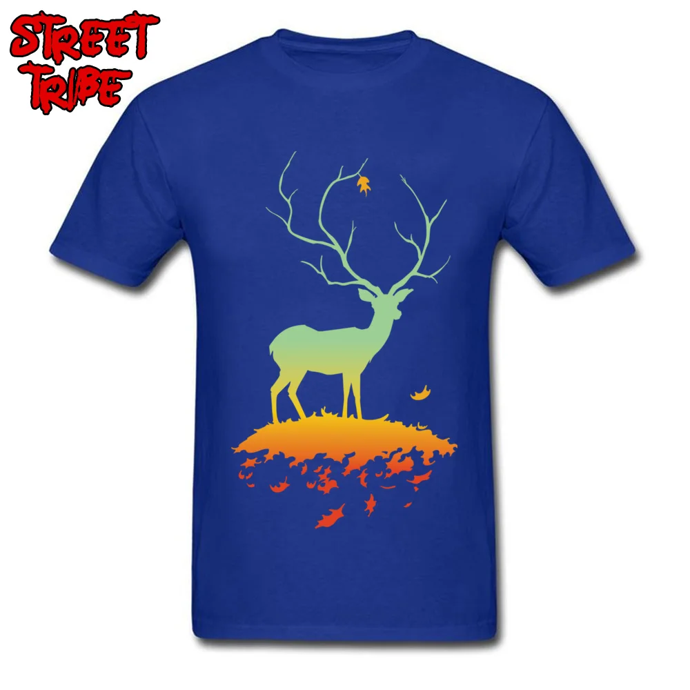 Cool Fawn and Flora Men T Shirt Fashion Summer/Autumn Short Sleeve Crewneck Cotton Tops Shirts Customized Tops Tees Fawn and Flora blue