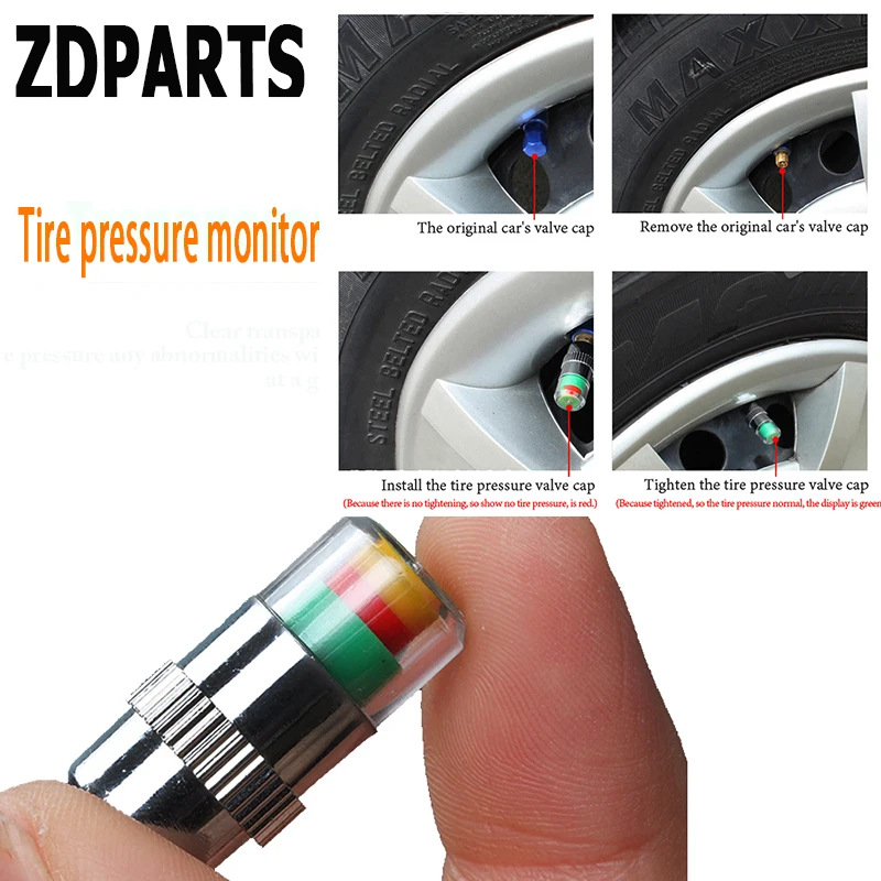 

ZDPARTS 4X Car Tire Wheel Valve Caps Warning Pressure Cover For Hyundai i30 ix35 ix25 Solaris Tucson 2017 Mazda 3 6 cx-5 Subaru