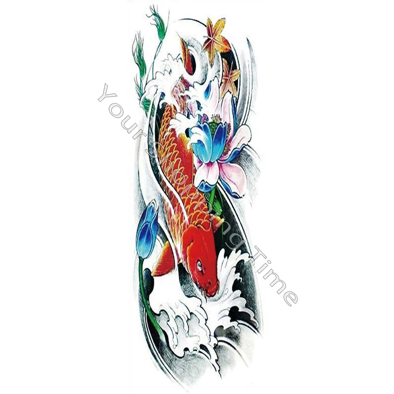 4515 Cm Grande Taille Koi Tatouage Autocollants étanche