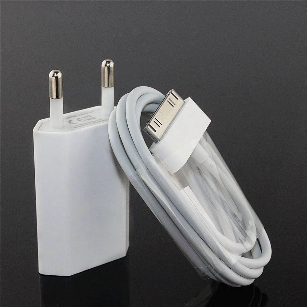 

2016 Travel EU Plug USB wall Charger Adapter Power + sync data Charging Cable for apple iPhone 4 4s 3G 3GS