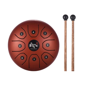 

5.5 Inch Mini 8-Tone Steel Tongue Drum C Key Percussion Instrument Hand Pan Drum with Drum Mallets Carry Bag
