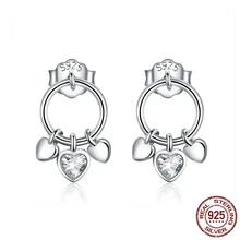 Подлинные 925 пробы серебряные серьги-гвоздики с сердцем для женщин модные ювелирные изделия из стерлингового серебра