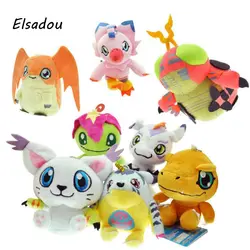 Elsadou 8 шт./компл. Digimon Приключения плюшевые Игрушечные лошадки 12 см Agumon gabumon gomamon biyomon palmon patamon Цифровой Монстр чучела Куклы