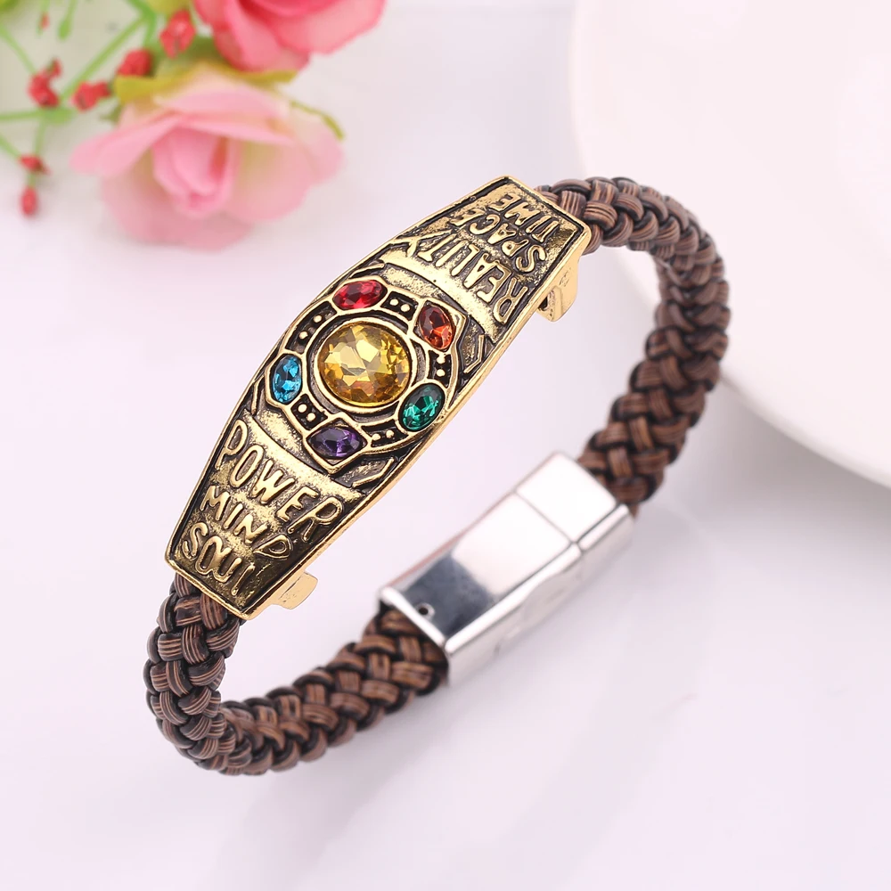 

Vintage Brown 2019 Mar Avengers Endgame Infinity Bracelet For Women Men Thanos Infinity Power Bangle Fashion Jewelry