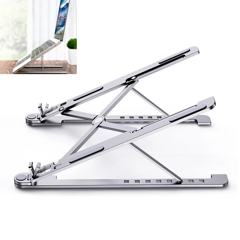 

Laptop Stand Ventilated 8 Height Adjustable Laptop Riser Aluminum Notebook Cooling Holder Portable for MacBook Air Pro 11-17''