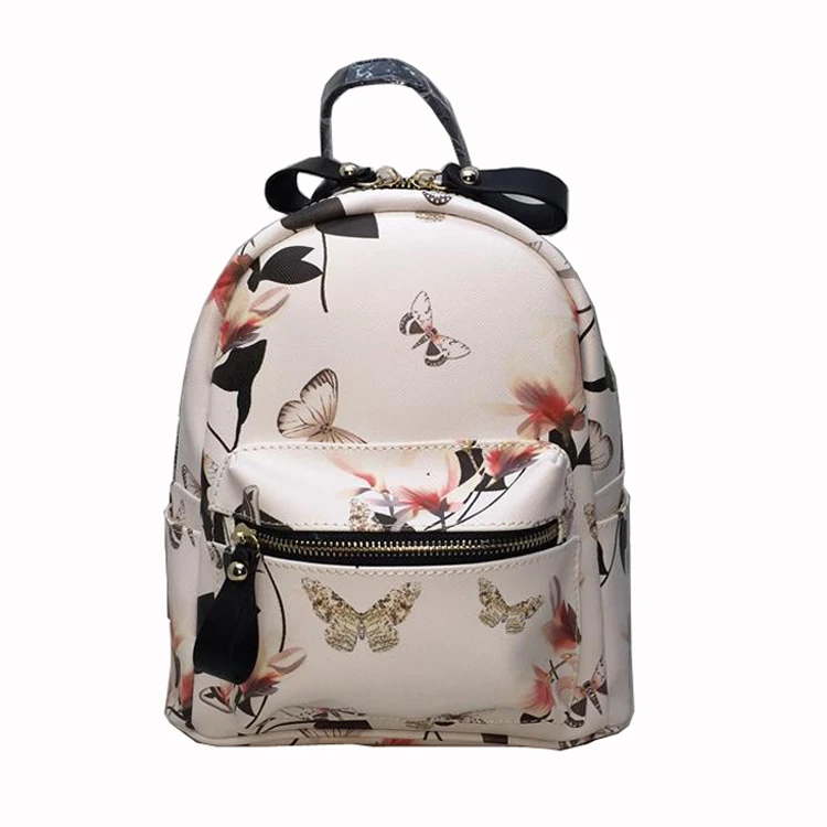 2015 Korean Style Flower Print Mini Backpack Women Leather Backpack