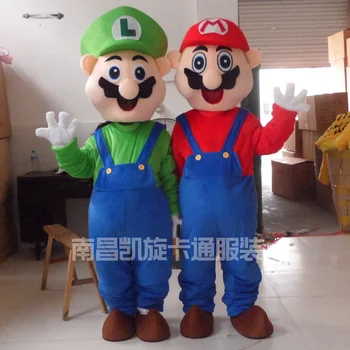 

Anime Cartoon Super Mario Luigi Mascot Costume Halloween Party Dress For Adult Role Play
