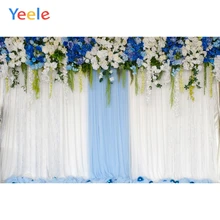Yeele Свадебный фотосессия цветы белый синий занавес фотографии фоны индивидуальные фотографические фоны для фотостудии