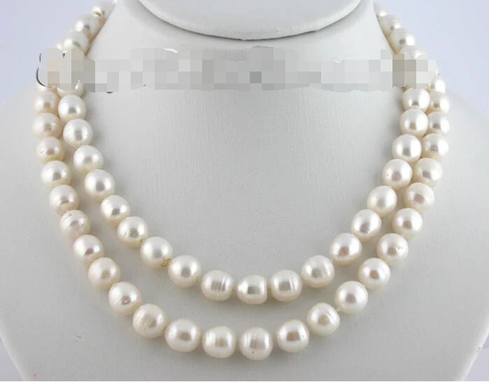 

Free shipping >>>>>2strands 17"11mm white freshwater pearl necklace