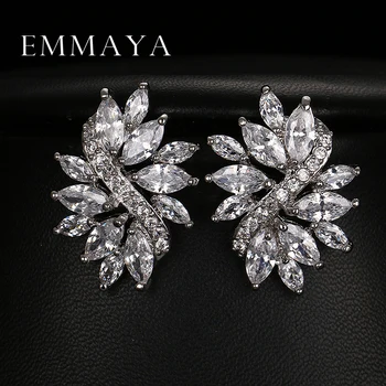 

Emmaya Hot Sale Earrings Studs High Quality Marquise Cut Clear Color Cubic Zirconia Stone Flower Stud Earrings for Women