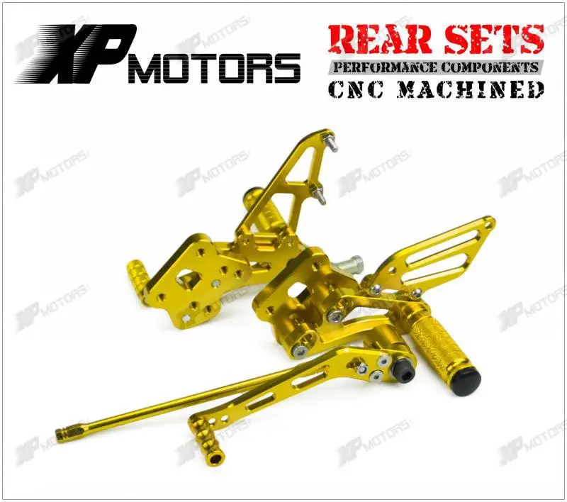 

New CNC Billet Racing Foot Pegs Adjustable Rearset Footrest Rear Sets For Suzuki GSX-R600 2006 2007 2008 2009 2010 Gold