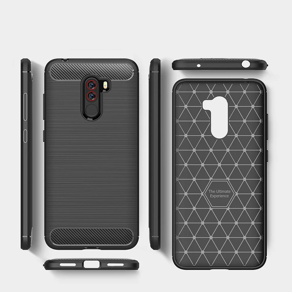 TOMKAS Phone Case Silicon Cover On For Xiaomi Pocophone Poco F1 PocoF1 PocophoneF1 Carbon Fiber Case Soft TPU Global Xiomi Funda (9)