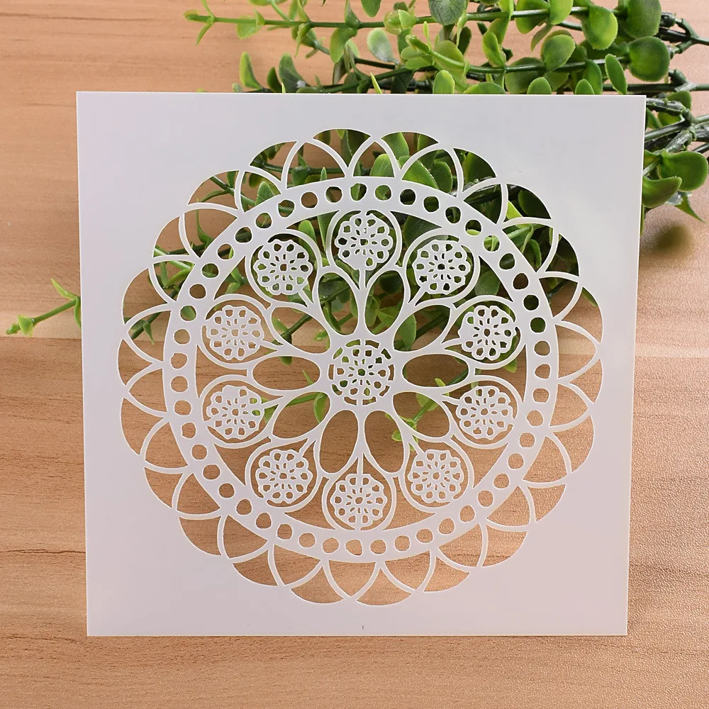 

7PCS 13*13cm DIY Embossing Paper Card Template Craft Layering Stencils For Walls Painting Scrapbooking Stamp Album Decor