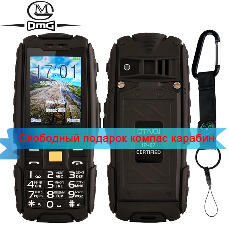

Original DTNO.I A9 4800mAh battery Russian Keyboard IP67 Waterproof shockproof dustproof mobile cell phone FM Flashlight camera