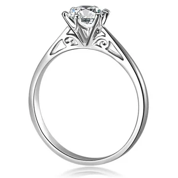 

Six Claw Solitaire Ring with Sterling Silver 0.3CT Engagement Ring Zircon Ring