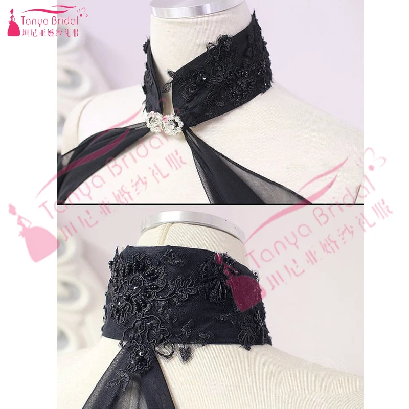 Black Chiffon Cape Long Elegant Fashion High Neck Bolero Novia Boleros For The Wedding Jacket For Women Cheap Z901