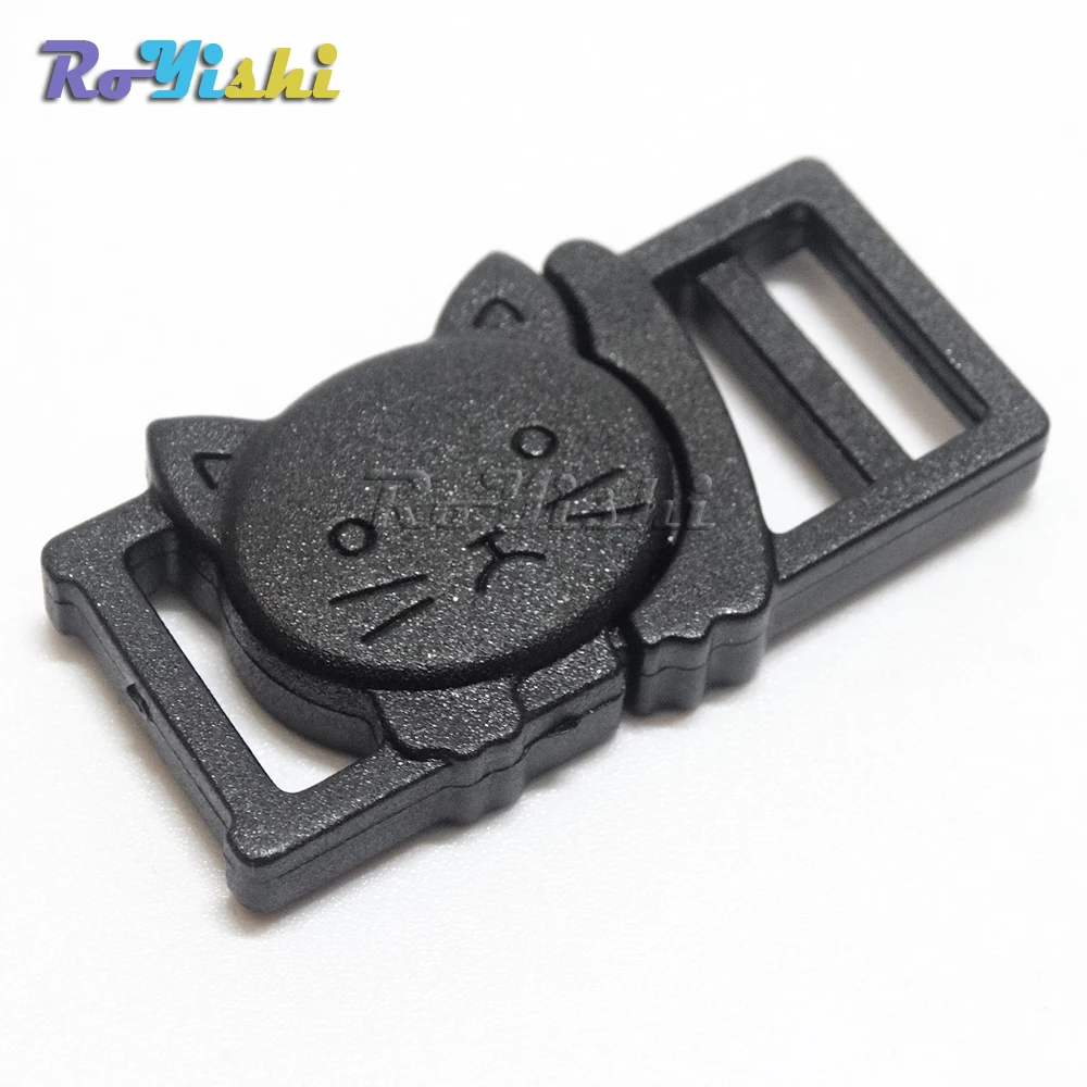3/8" Cat Head Plastic Black Safty Breakaway Buckles For Cat Collar
