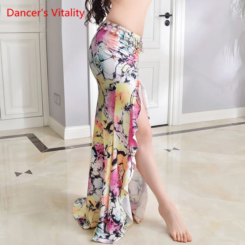 New Practice Belly Dance Costume Milk Silk flower elegant Long Skirts