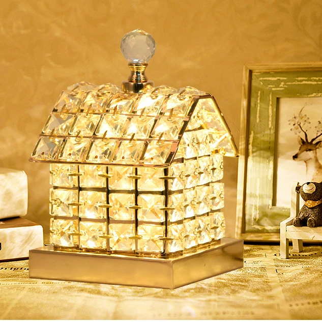 

Creative romantic house table lamp crystal decora lamp for living room girl children bedroom princess Castle lamp bedside lamp
