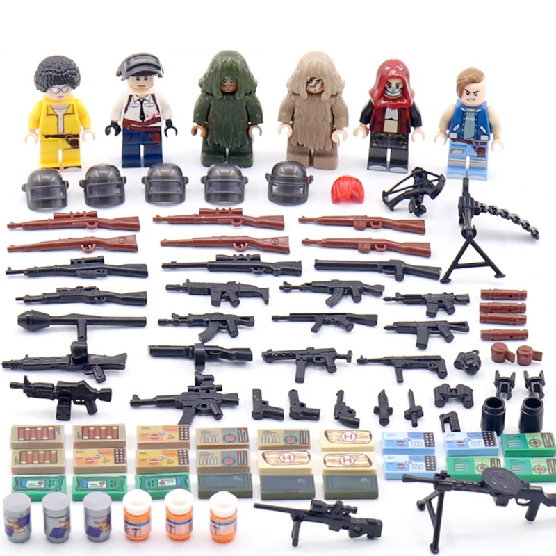

LegoINGlys PUBG Modern Military Soldiers With Weapon Guns City Police LegoINGlys Mini Figures Building Blocks Enlighten Kids Toy