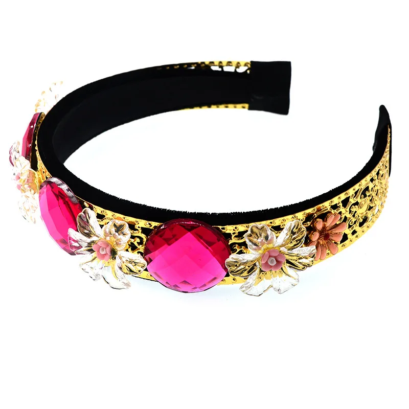

Pink Hairband Baroque Headband Jewelled Gemstone Pearl and Diamond Hair Accessories Designer Fuchsia Birthday Pastel Head Wrap